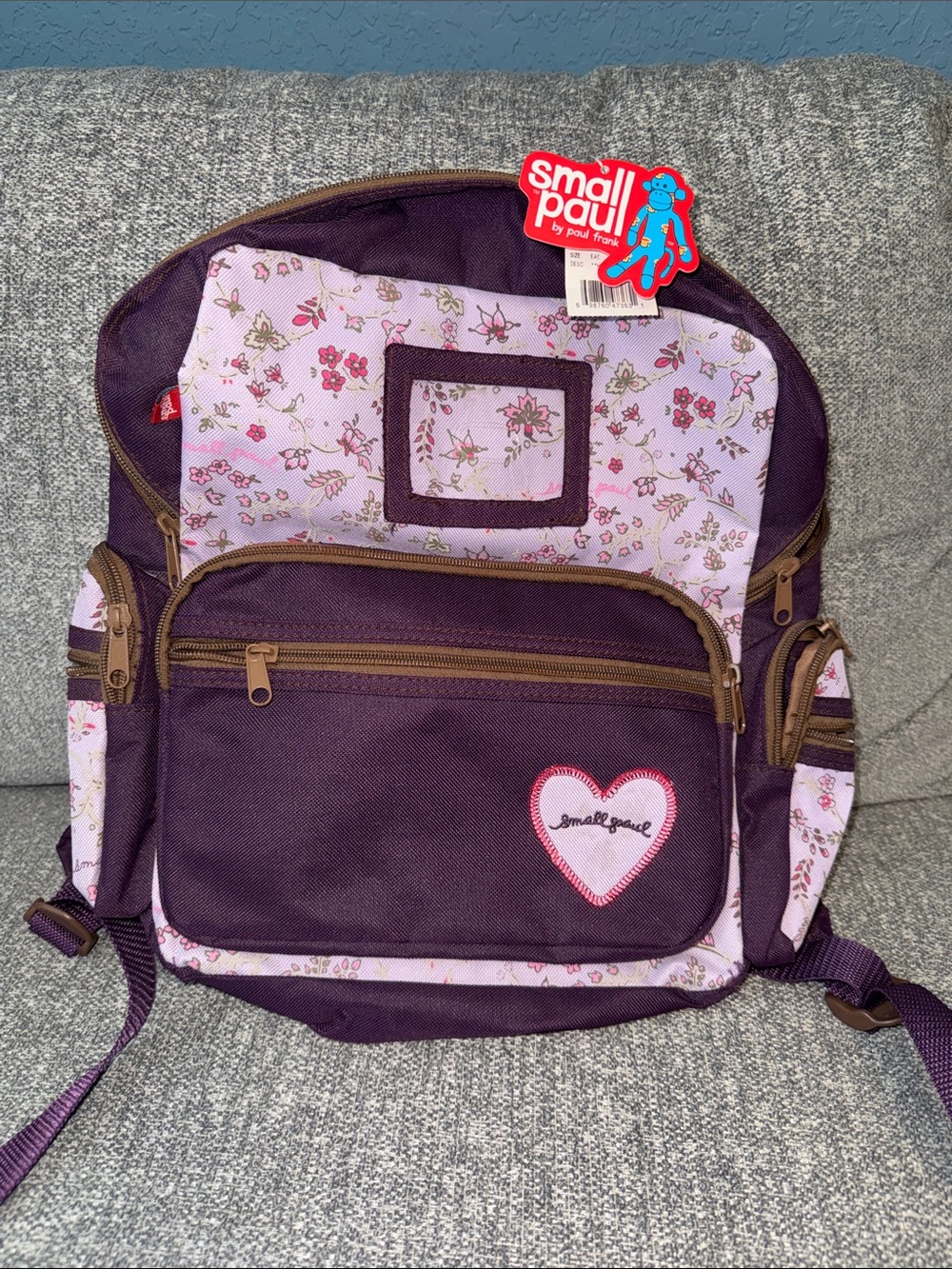 Paul Frank Purple and Pink Floral Kids Backpack